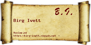 Birg Ivett névjegykártya